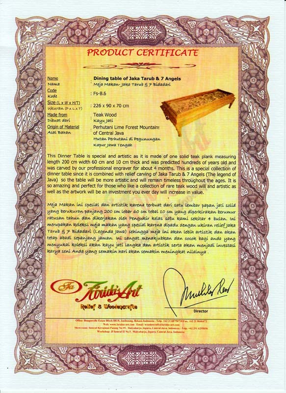 Meja Makan - Jaka Tarub & 7 Bidadari