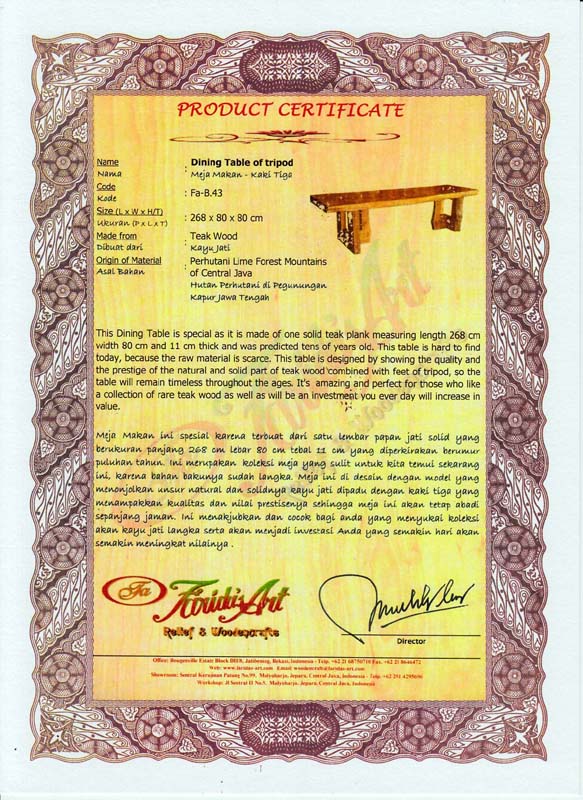 Meja Makan - Kaki tiga